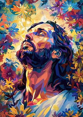 Floral Portrait with Upward Gaze