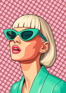 Blonde Woman with Sunglasses Pop Art