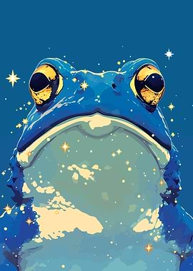 Cosmic Blue Toad Minimalist Art Illustration