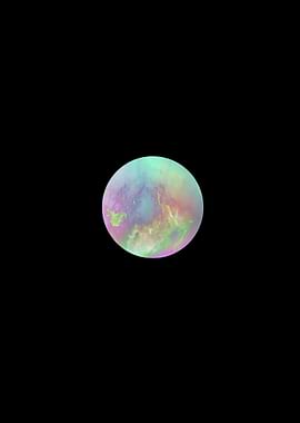 Iridescent Planet on Black Background