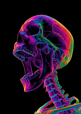 Colorful Skull on Black Background