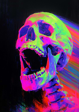 Colorful Skull with Open Mouth