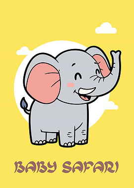 Cute Elephant Cartoon Baby Safari