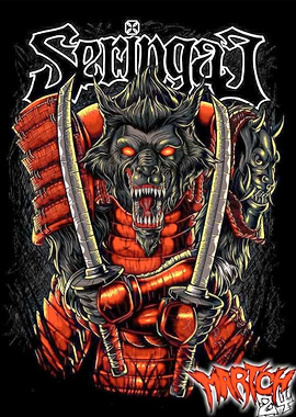 Samurai Wolf Warrior Illustration