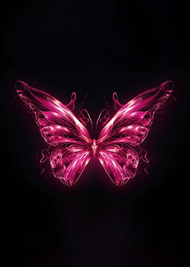 Pink Butterfly on Black Background