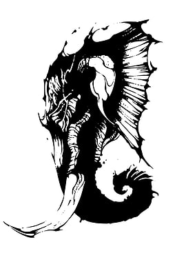 Abstract Elephant Head Black and White
