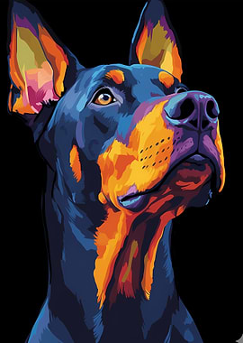 Colorful Doberman Portrait