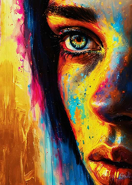 Colorful Portrait Painting of a Woman