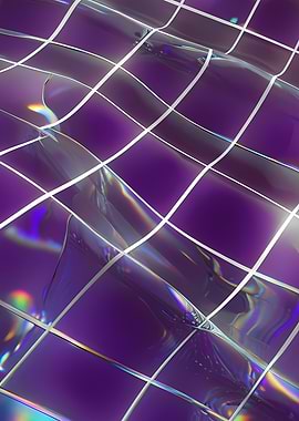 Abstract Purple Grid with Iridescent Reflections