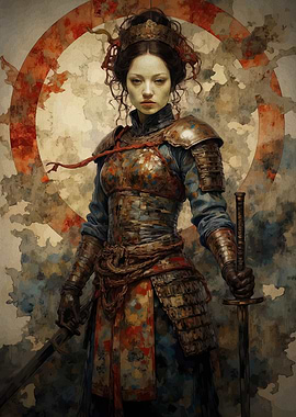 Female Samurai Warrior with Swords