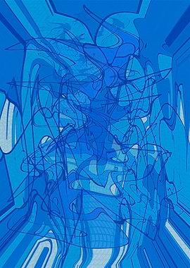 Abstract Blue Lines and Shapes