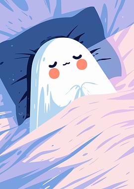 Cute Sleepy Ghost Minimalist Art