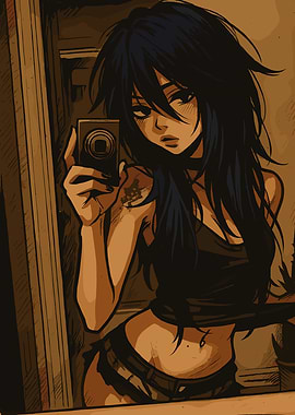 Anime Girl Selfie in Mirror