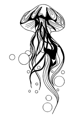 Black and White Jellyfish Illustration