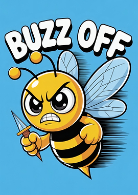 Buzz Off Angry Bee Cartoon
