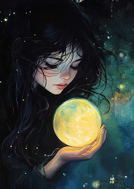 Girl Holding Glowing Orb