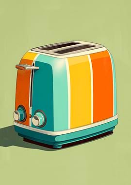Vintage Toaster — Retro Toaster Art & Mid-Century Kitchen Art for Cozy Kitchens