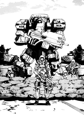 Military Mech and Soldier Illustration