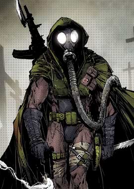 Post-Apocalyptic Warrior with Gas Mask