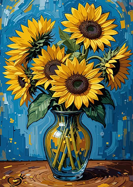 Sunflowers in Vase Still Life