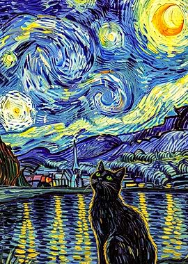 Starry Night Cat
