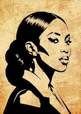 Elegant Woman Portrait in Black and Beige