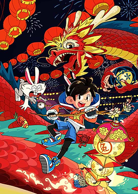 Chinese New Year Cartoon Illustration