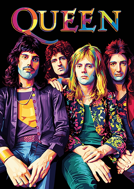 Queen Band Portrait Colorful Art