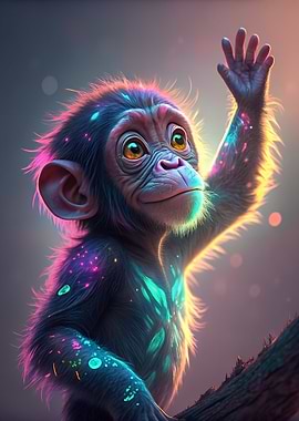 Colorful Baby Chimpanzee