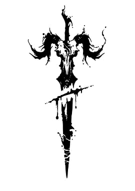 Black Ink Sword with Skull Design