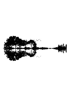 Guitar Trees Silhouette