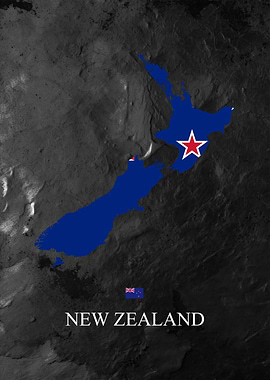 New Zealand Map with Flag Overlay