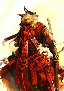 Fox Warrior in Red Armor