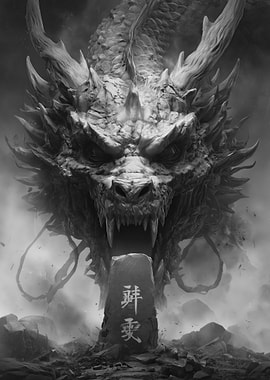Monochrome Dragon with Monolith