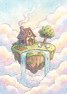Floating Island Cottage with Waterfall