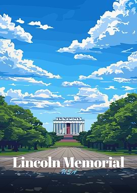 Lincoln Memorial USA Travel Poster
