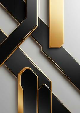 Abstract Black and Gold Geometric Design