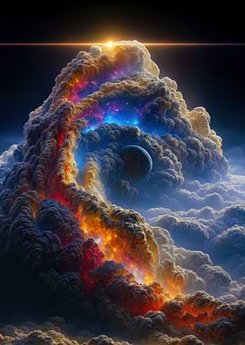 Cosmic Cloudscape with Planet
