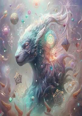 Mystical Creature with Geometric Shapes