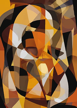 Abstract Geometric Composition in Warm Tones