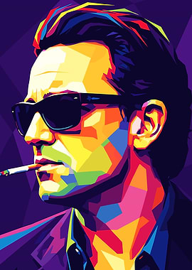 Man with Sunglasses and Cigarette Pop Art