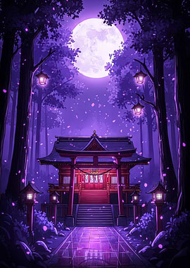 Shrine Under Moonlight