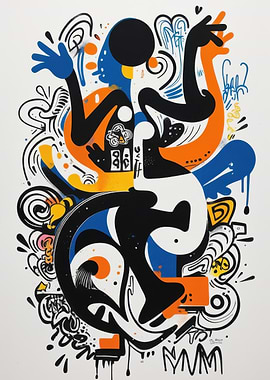 Abstract Graffiti Art with Bold Colors