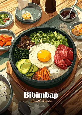 Bibimbap South Korean Dish Illustration