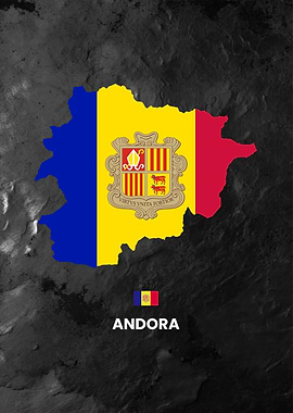Andorra Map Flag Art