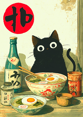 Black Cat with Ramen and Sake