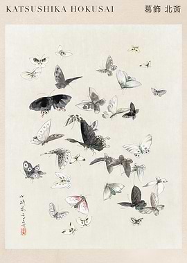 Katsushika Hokusai Butterflies