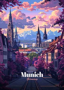 Munich, Germany Cityscape Art