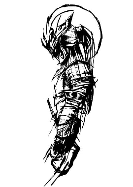 Samurai Warrior Ink Sketch