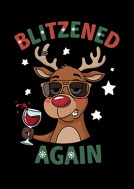 Blitzened Again Reindeer Cartoon